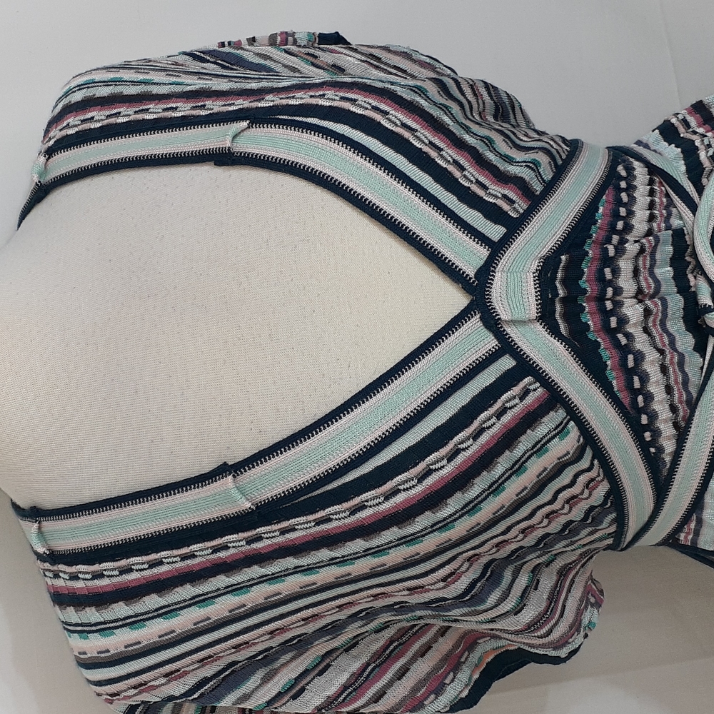 Masoni Tweed striped blouse blue pink size 46 us size 6 - Picture 2 of 9